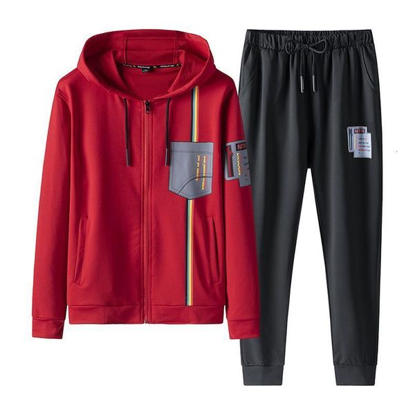 

new men's sets spring autumn hoodies two piece hooded jacket+pants male sportswear suit casual tracksuit asian size -4xl, Gray
