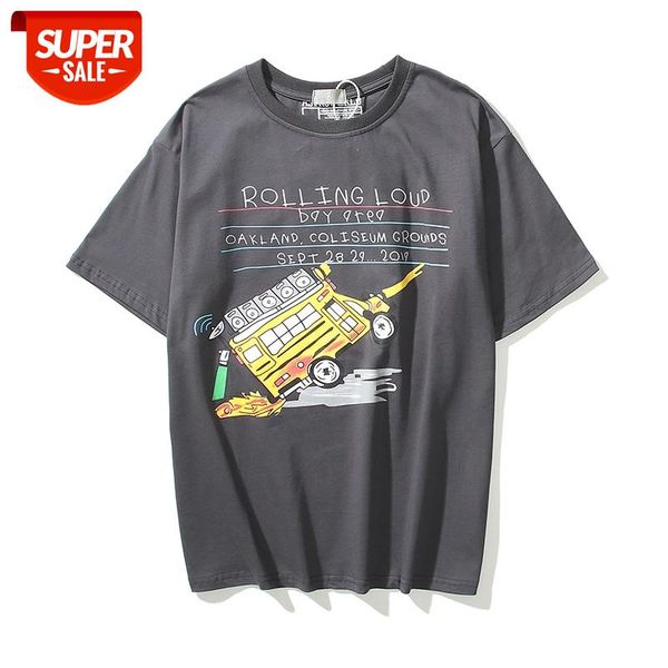 

rolling loud letter graffiti car short sleeve t-shirt men and women high street oversize loose casual tshirts #ru5h, White;black