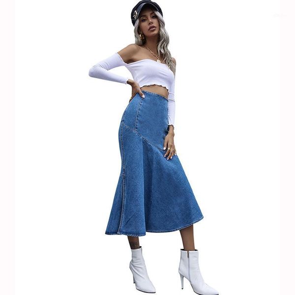 

jyss new women's skirt undefined high-waisted skirt split denim slim long skirts korean style women clothing 305961, Black