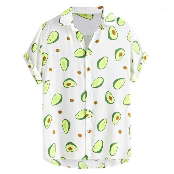 

men's shirts avocado printed turn down collar short sleeve casual shirts hawaiian beach shirt mens holiday vacation clothing1, White;black