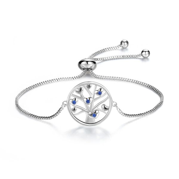 

adjustable blue cubic zircon cluster heart love tree box chain bracelet bangle fashion party jewelry bijoux for women, Black