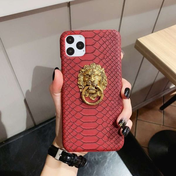 

case luxury phone 11 lion mobile head bracket hard shell 7plus protective cover anti slip snake pattern 6 applicable
