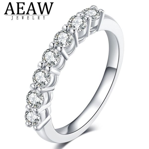 

0.7ctw 3mm df round cut engagement&wedding moissanite lab grown diamond band ring sterling silver for women t200908, Golden;silver