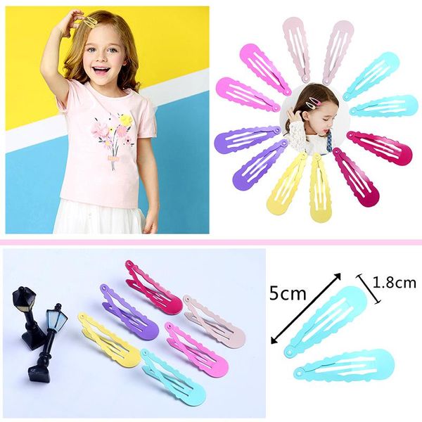 

wavy water drop hair clip 12pcs lovely headwear for baby girls metal baking hairpin small barrette for children fashion hairpin wmtqmw, Black;brown