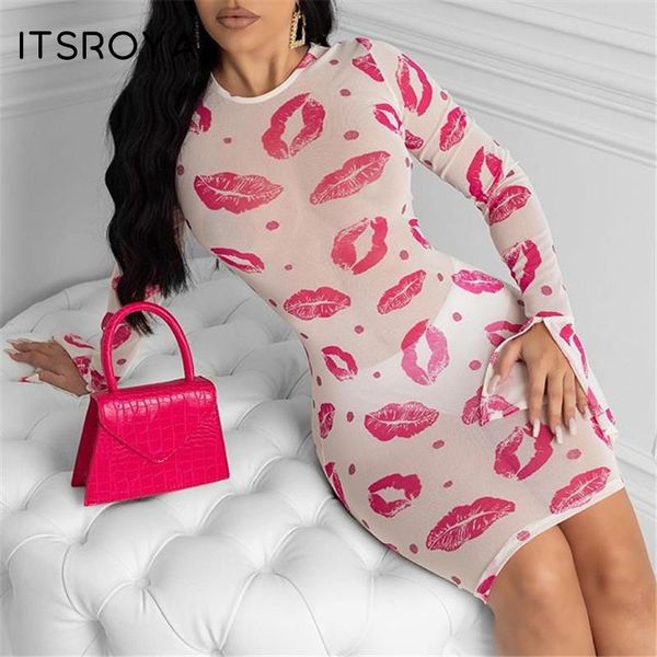 

itsroya 2020 party dress women stretch mesh long flare sleeves bodycon summer dress short beach wear dresses femal vestidos, Black;gray