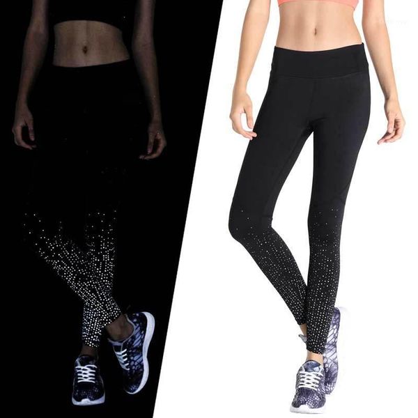 

women fitness pants fashionable reflective night running sports pants high waist elastic sport leggings women yoga pant nvyj571, White;red