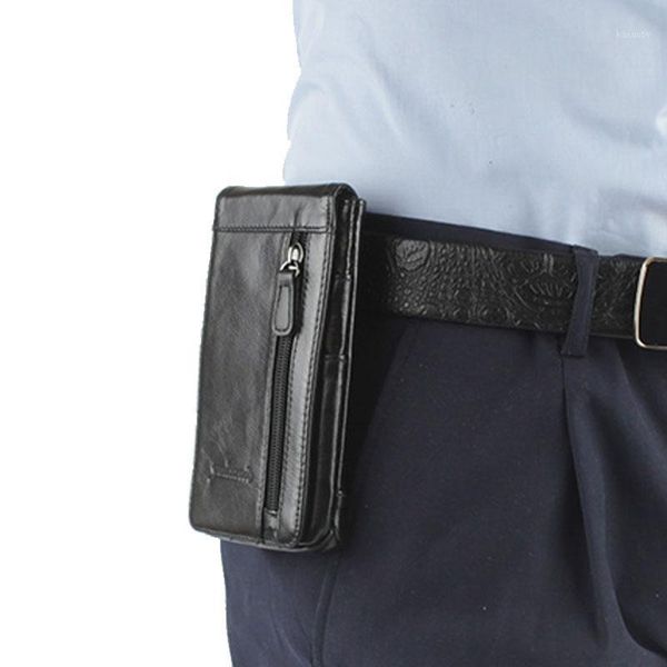 

waist bags men leather mobile phone case pocket purse cigarette hip belt bum fanny bag multi-purpose pack1
