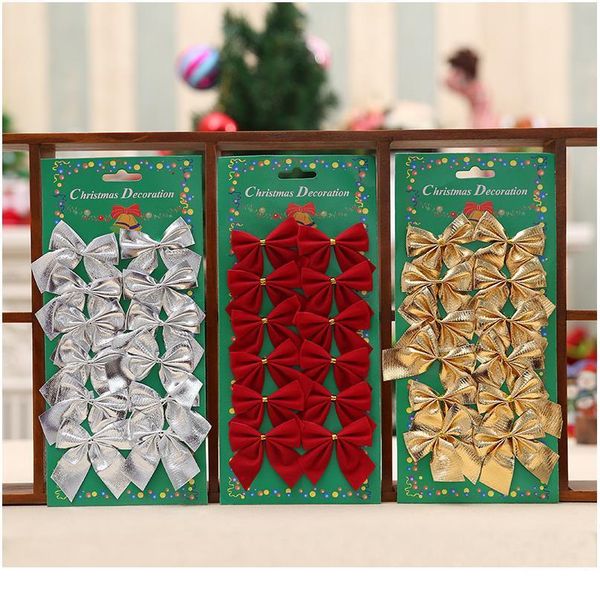 

12pcs/lot bow tie christmas tree decoration christmas pendant tree decoration baubles fashion new year bbyhzl