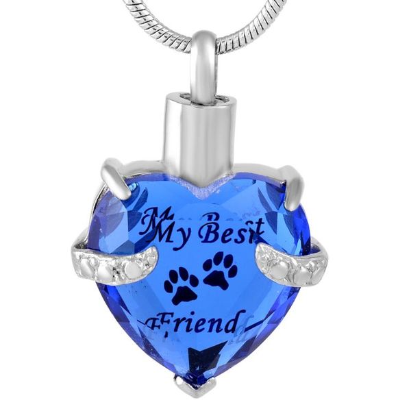 

ijd9790 my friend glass heart stainless steel cremation ashes urn memorial jewelry keepsake pendant necklace, Silver