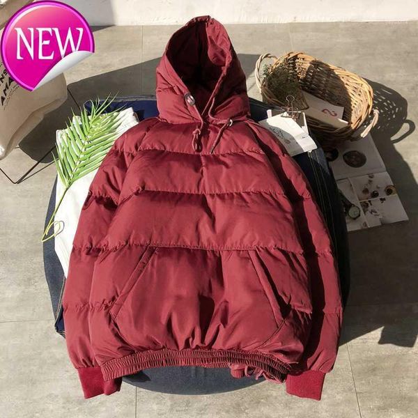 

new south winter korean version of size baggy men's hooded warm and cotton bread cotton-padded clothes1, Black