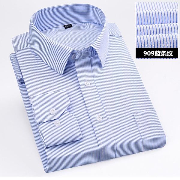 

men's dress shirts spring plus size 5xl 6xl 7xl 8xl 40% cotton easy-care blue stripe twill long sleeve men business shirt soft fat pers, White;black