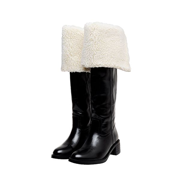

2021 female fashion new leather shoes genuine black woman martin on knee high-size boots 40 dr60