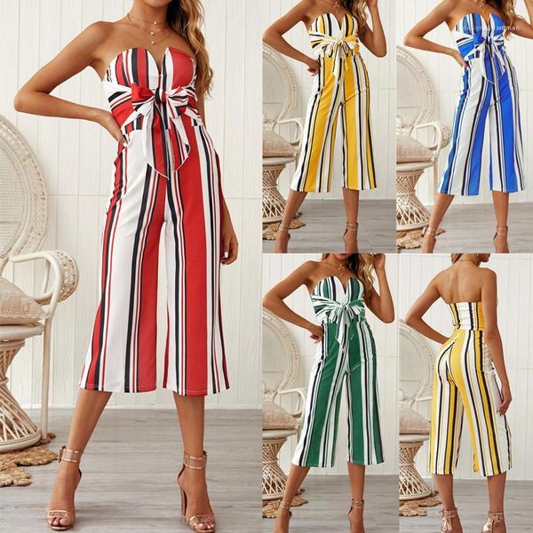 

summer designer jumpsuits striped print tube hollow out ol style rompers womens 2020 luxury designer clothes, Black;white