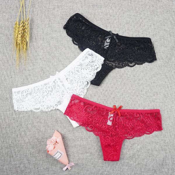

women's panties 5pcs/lot full lace women g string low waist plus size 30, Black;pink