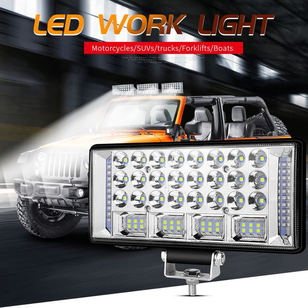 8 inç 68 adet Geniş Voltaj 12 V 24 V Beyaz LED Iş Işık Kırmızı Mavi Ile Yanıp Sönen Araba Motosiklet Off-Road Araç Kamyon Forklift Tekne