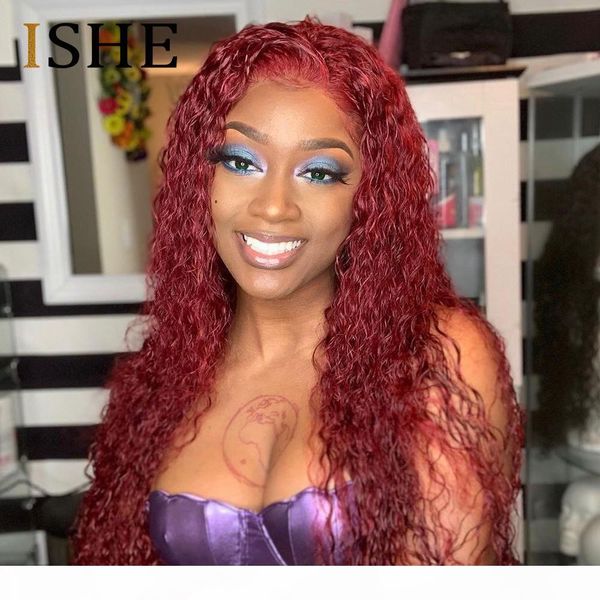

red color 13x6 lace front human hair wigs pre plucked deep curly lace front wig natural hairline deep part brazilian remy wig150, Black