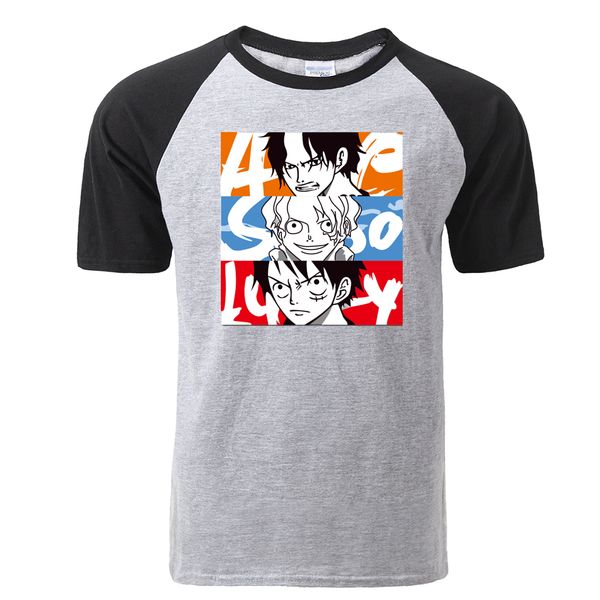 

спорт новой моды one piece футболка мужчина обезьяна d luffy реглан футболка лето с коротким рукавом хлопок аниме футболка для мужчин одежда