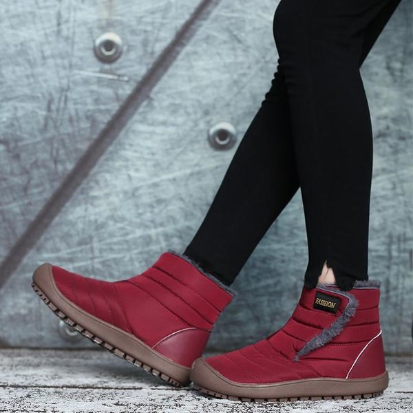 

2020 new fashion snow boots winter gothic women shoes warm plush ankle boots comfortable waterproof outdoor women couple, Black