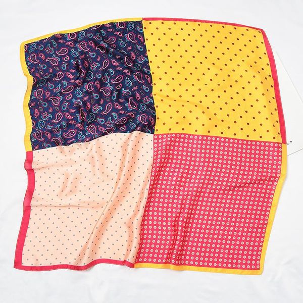 

2020 small silk hair scarf women foulard neck wrap 70cm square kerchief soft bandana paisley print lady head band scarves tie, Blue;gray