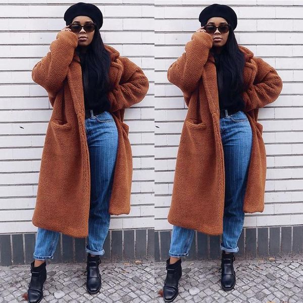 

manteau femme winter coat women warm solid color jacket outwear wool coat with pocket abrigo mujer casaco feminino plaszcze1, Black