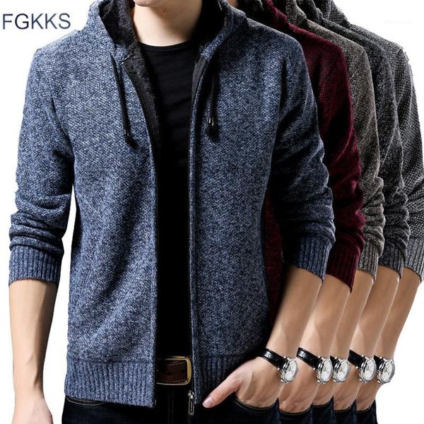 

fgkks brand men knitting sweaters coat casual warm men's fashion cardigan sweater male hooded wool slim sweater1, White;black