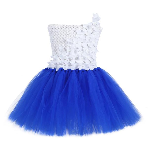 

blue, rose red flower girl tutu dress kids festival dance performance dress tulle birthday party princess girls flower dresses, Red;yellow