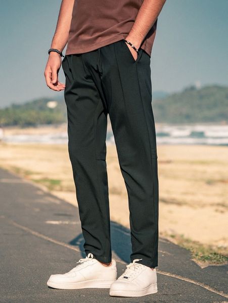 

men drawstring waist slant pocket pants d9kq#, Black