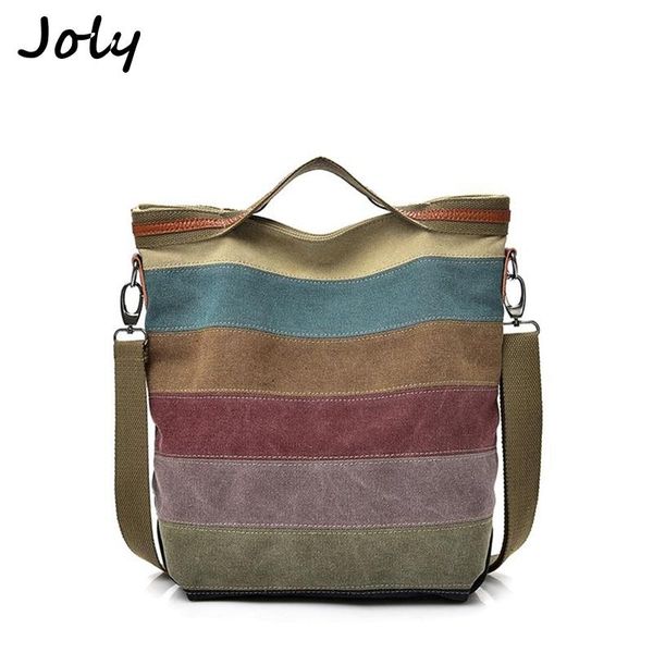 

capacity women casual canvas shoulder bag women's tote shouder bag patchwork stripe female shopping daily use bolsa feminina