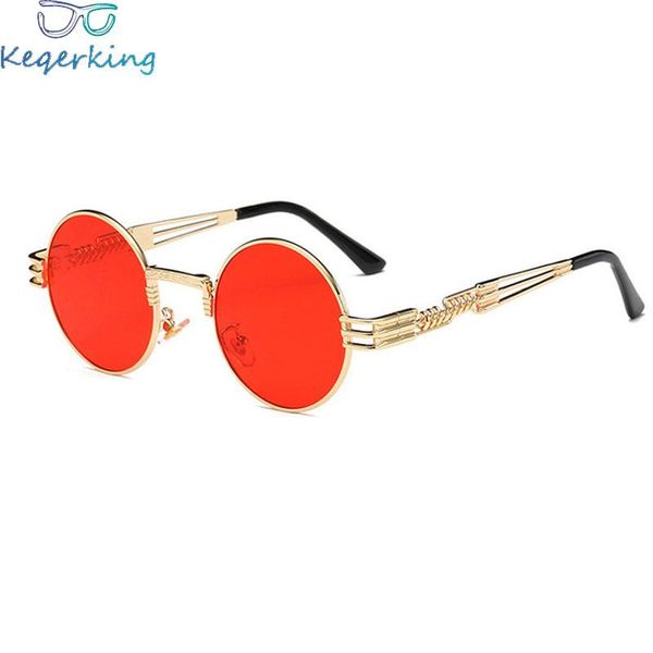 

sunglasses steampunk luxury men round sun glass coating glasses metal vintage retro lentes of male 16 colors eyewear oculos en12, White;black