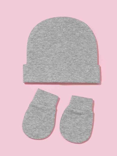 

baby minimalist solid beanie & gloves she, Yellow