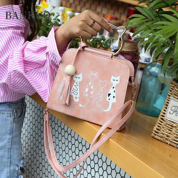 

shoulder bags bankuo for women 2021 girls handbag satchels zipper flap totes polyester cartoon handle casual college style c24