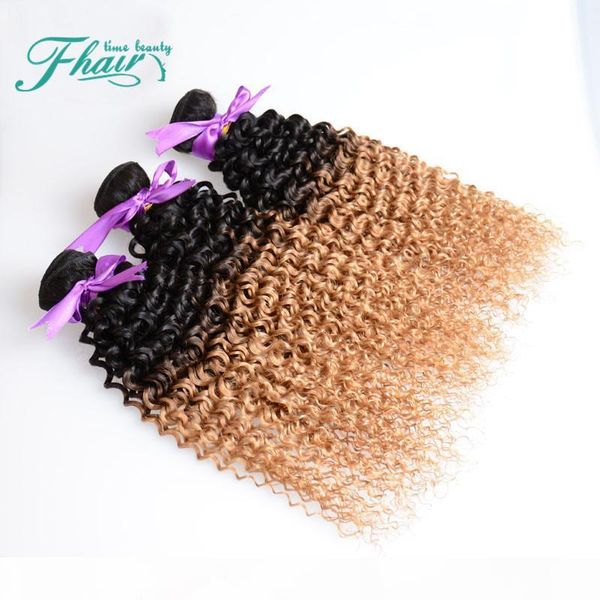 

ombre hair kinky curly human hair weaves two tone 1b 27 7a ombre brazilian peruvian malaysian indian human hair weave 3 bundles, Black