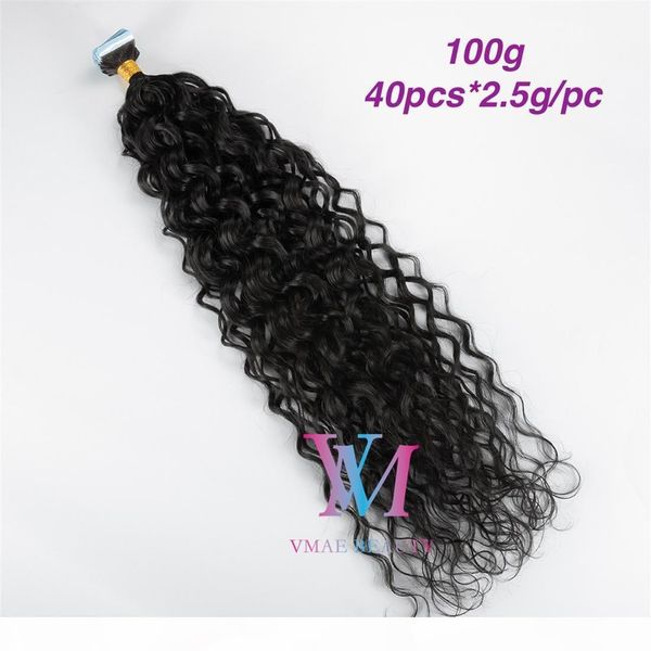 

afro kinky curly 4a 4b 4c 100g 14 to 26 inch natural color mongolian virgin remy tape in human hair extension, Black