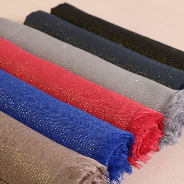 

style hui gold thread scarf hair fringed shawl vs035 female elegant pure color, Blue;gray