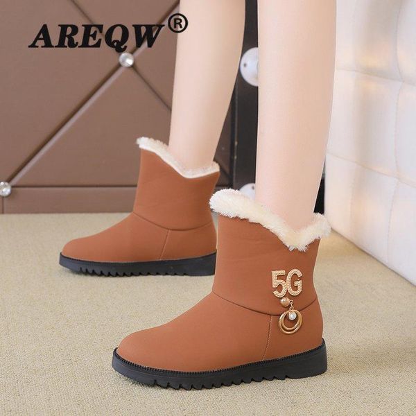 

discount snow boots women shoes ankle flock 2020 new winter boots platform plush fashion keep warm non-slip, Black