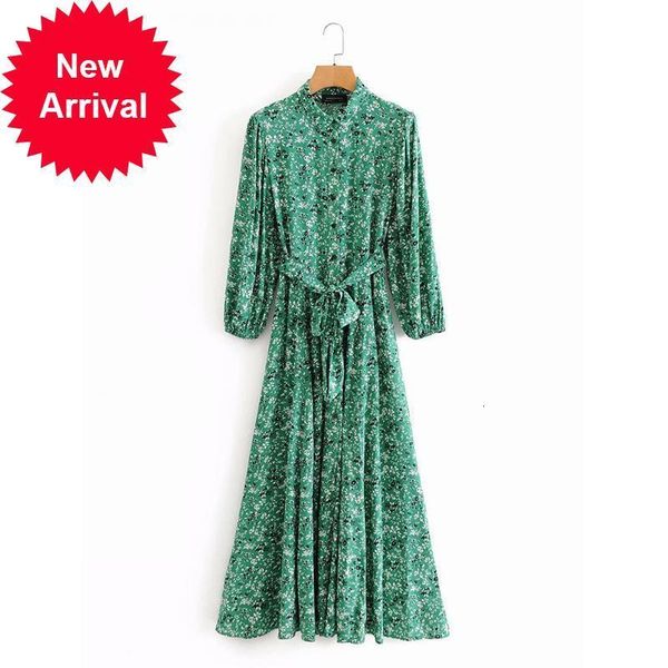 

new design 2021 brand of vintage female green flower casual rentals dress long watch the neck-neck luxury party clothes rmsf, Black;gray