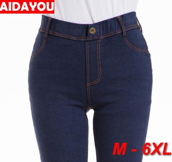 

womens jeans 6xl plus size vintage pencil pants denim pants super elastic bulift push up jean ouc469b, Blue