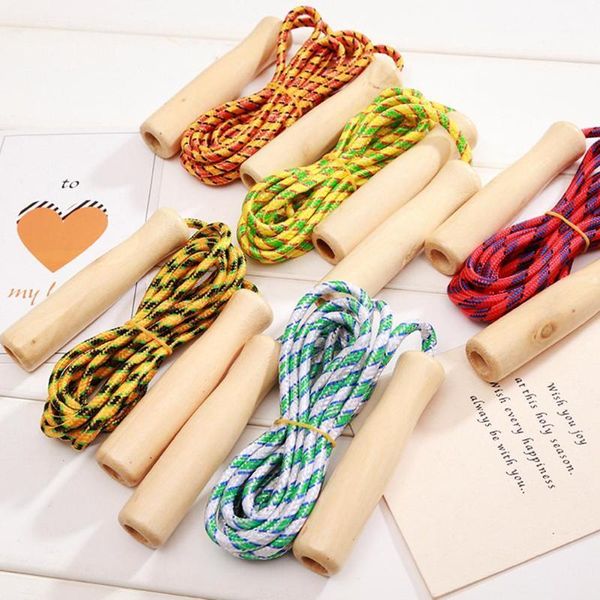 

jump ropes color kids child skipping rope wooden handle play sport exercise workout toy1