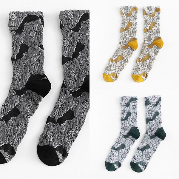 

autumn and winter new cotton sweet socks children's small pleated skirt pleated skirt flower pattern sen color matching pile socks i6dr, Black