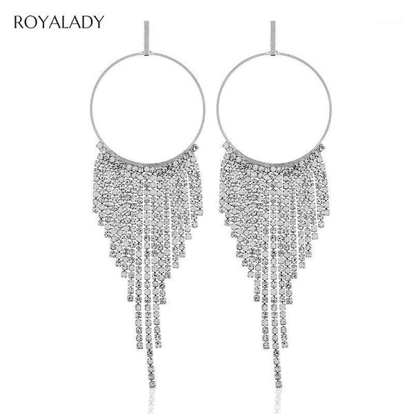 

elegant crystal tassel women drop dangle earrings silver color rhinestone hanging long earring female brincos party jewelry gift1