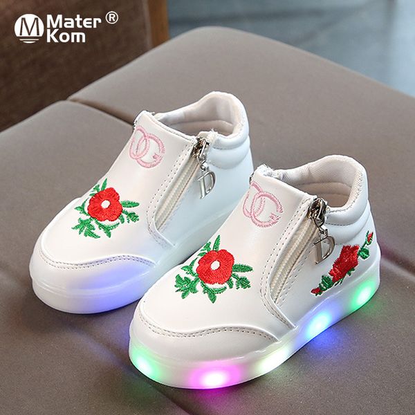 

size 21-37 children's luminous shoes for girls glowing sneakers girls lighted sneakers shoes kid sneakers with luminous sole 201009, Black