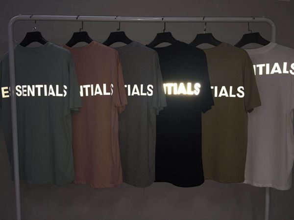 

21ss send new fear of god t-shirt couple fog essentials 3m reflective oversized for men and women justin bieber casual streetwear, White;black
