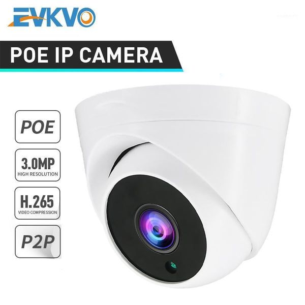 

evkvo compatible 3mp dome poe ip camera 1536p home security cctv camera ir 30m onvif h.265 p2p plug&play security 3pcs array led1