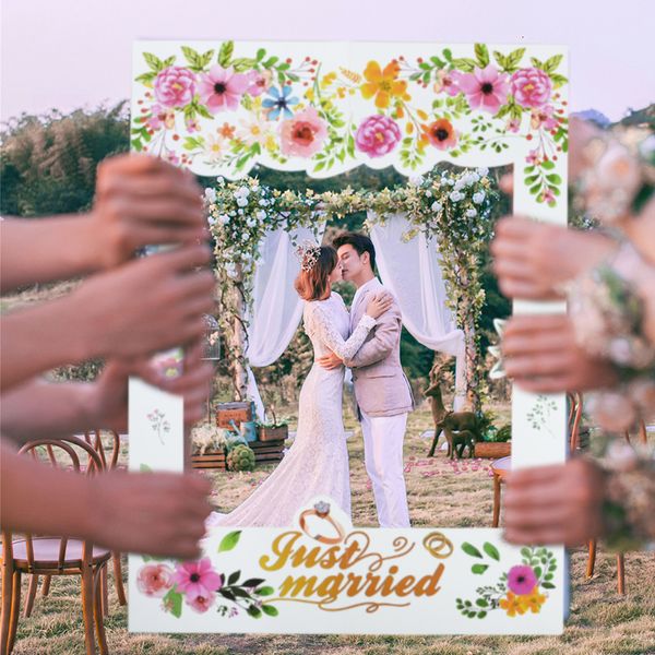 

just married p booth props frame wedding day floral pattern pbooth backdrop bridal shower party decor supplies