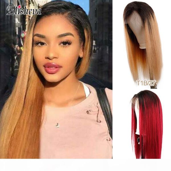 

ombre human hair wig lace front colored human hair wigs with bangs t1b 99j t1b 27 peruvian lace front wigs bleached knots remy, Black;brown