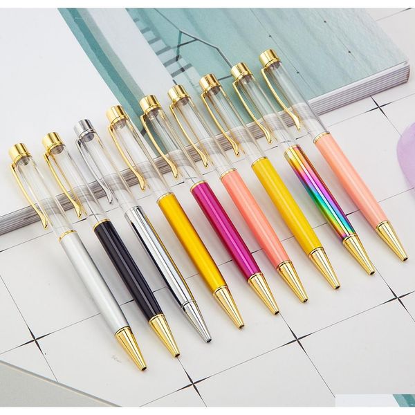 

27 color creative empty tube ballpoint pens diy self-filling metal pen school stationery office supplies writing gift pnqgo, Blue;orange