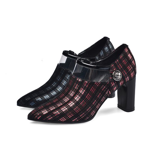 

2021 new spring plus size women's sheep's skin wedding shoes heels 4yaw, Black