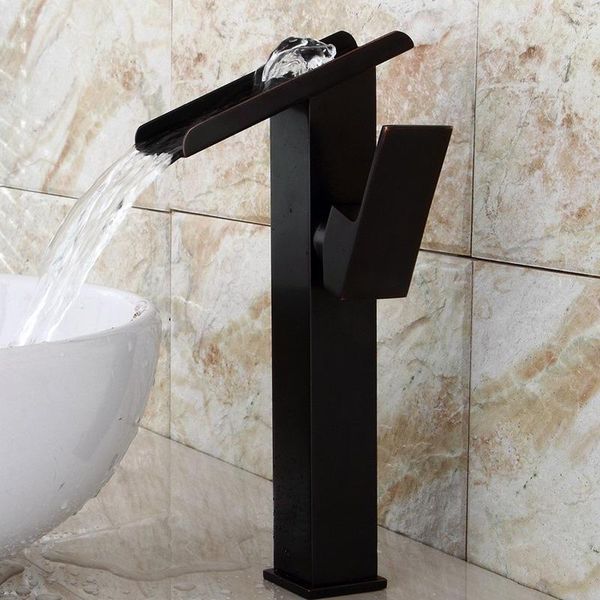 

european-style black copper faucet and cold basin retro stage basin antique wide mouth chrome waterfall faucet1