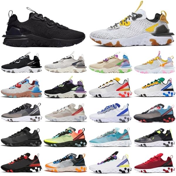 

2020 new react vision element 55 87 men women sport shoes triple black athletic mens womens trainers sports sneakers runners size 36-45