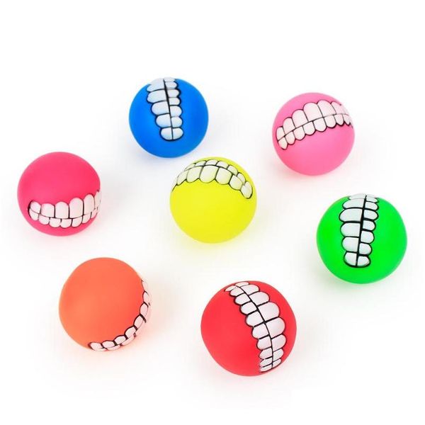 

6 kinds of pet toys of different colors 7.5 cm enamel vocal teeth ball dog training ball toy dog supplies t3i5215 htcoc